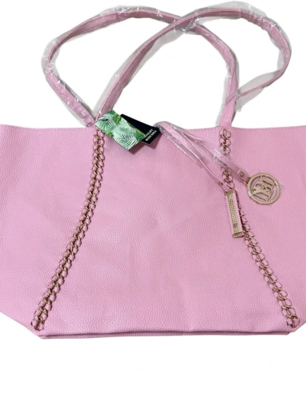 Badgley Mischka Pink Decorative Gold Chain Tote NWT - Picture 7 of 9
